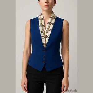 Lisueyne Blue and Cream Chain Print Vest and Pant set
